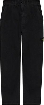 Stone Island Jeans met Logopatch - Heren - Straight fit broeken - Zwart - W30 - Katoen - Broeken