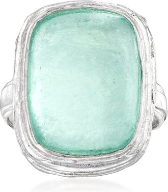 Ross-Simons Green Roman Glass Ring in Sterling Silver