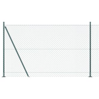 Berkfield Home Chain Link Fence with 7 Flanged Posts 1.6x10 m Galvanised Steel in Green