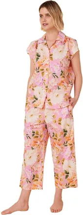 The Cats Pajamas Luxe Pima Capri Floral Set in Blush Rose at Nordstrom, Size X-Small