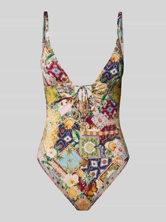 Watercult Badeanzug mit tiefem V-Ausschnitt Modell TREASURED TROVE in Beige, Gr&ouml;&szlig;e 36B