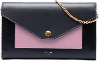 Celine Pre-owned Celine Bicolor Leather Pocket Envelope Wallet On Chain Ladies RO5820UG5SDRPP99
