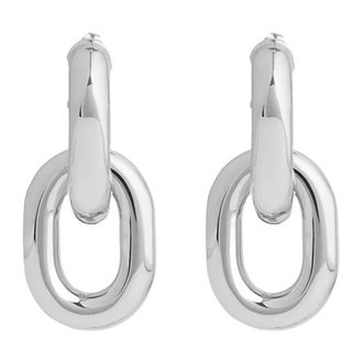 Paco Rabanne XL Link Double Hoop Earrings - female - Rabanne - Earrings - Gray - ONE SIZE - Accessories