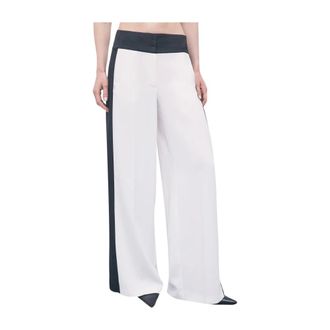Patrizia Pepe Pantaloni Palazzo con inserti in raso - - Trousers - Donna - Bianco - L
