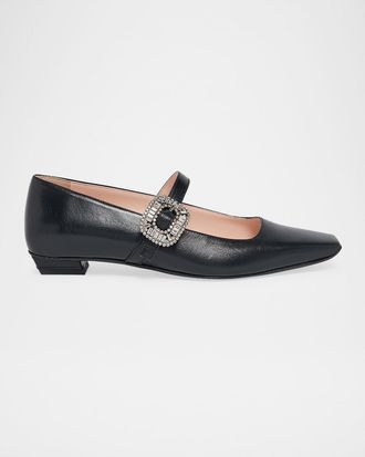 Roger Vivier Belle Mini Strass Babies Mary Jane Ballerina Flats