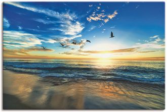 Artland Wandbild »Strand Möwen Meer Sonnenuntergang« Sonnenaufgang & -untergang 1 Stk. tlg. als Alubild, Outdoorbild, Leinwandbild, Poster, Wandaufkleber