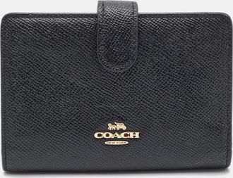 Coach Black Leather And Leather French Wallet