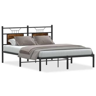 Berkfield Home Bed Frame without Mattress Smoked Oak 140x190 cm Engineered Wood in Brown