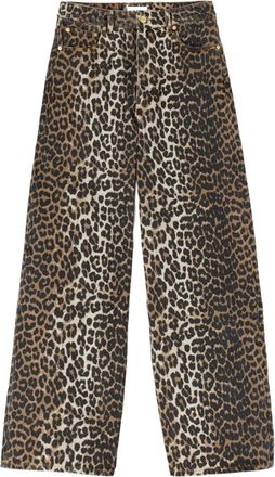 Ganni Brown Leopard Print High Rise Jeans