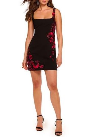 Ramy Brook Tina Floral Embellished Cocktail Minidress in Black Garden at Nordstrom Rack, Size 12