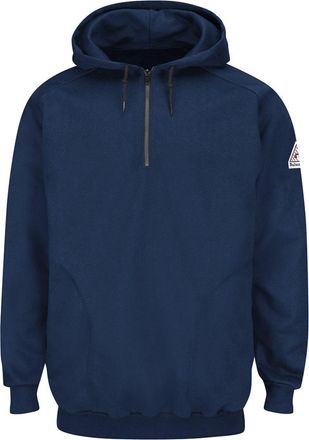 Bulwark Mens Pullover Hooded Fleece Sweatshirt Quarter-Zip