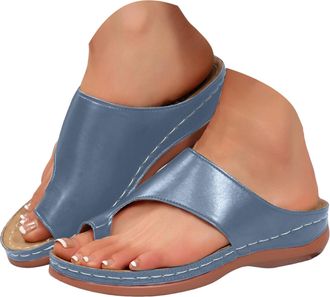 Generic Orthopedic Sandals for Women 2026 Dressy Wide Width Flip Flops with Arch Support Comfortable Sandals Open Toe Shiny Leather Walking Slip On Slippers C