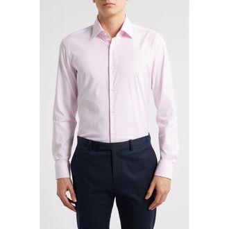 BOSS Hank Kent Performance Twill Dress Shirt in Light Pink at Nordstrom Rack, Size 14.5 - R