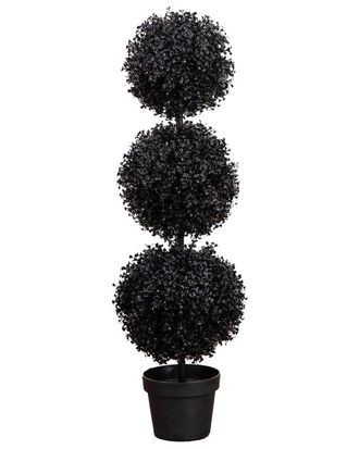 Nearly Natural 3Ft. Uv Resistant Artificial Halloween Black Triple Ball Boxwood Topiary (Indoor/Outdoor)