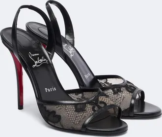 Christian Louboutin Miss Z lace-trimmed leather slingback sandals