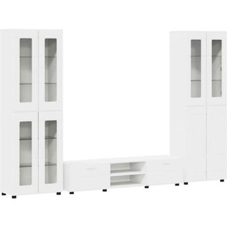 vidaXL TV Cabinet Set with Drawer with Shelf White Engineered Wood vidaXL