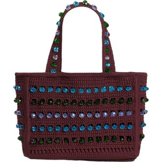 Sandro Beaded crochet bag in Brown at Nordstrom, Size Medium