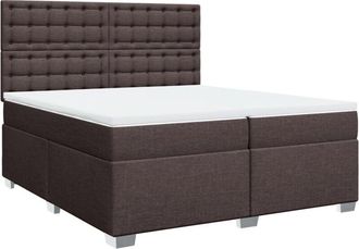 vidaXL Vidaxl - Cama Box Spring Con Colch&oacute;n Tela Marr&oacute;n Oscuro 200x200 Cm