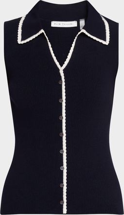 Elie Tahari The Shiloh Lace-Trim Rib Knit Top