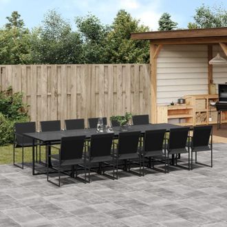 vidaXL Juego De Comedor De Jard&iacute;n 13 Piezas Textileno Negro Vidaxl