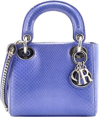 Dior Blue Python Skin Leather Lady Dior Chain (Authentic Pre-Loved)
