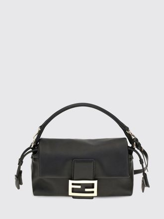 Fendi Borsa mini Baguette in nappa con chiusura a coulisse e logo FF