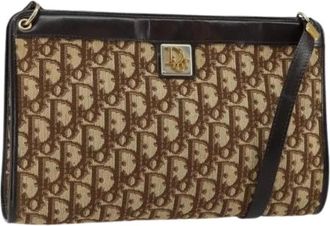 Dior Pre-owned Shoulder Bags, female, Beige, Size: ONE SIZE Pre-owned Vintage Trotter Canvas Shoulder Bag