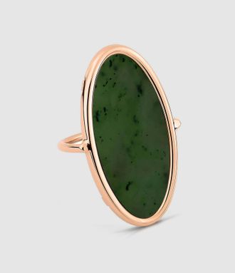 Ginette NY Bague Ellipse Jade Or Rose