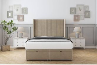 Comfort Beds Grace Coniston Ottoman Bed Base-54 Wingback Headboard in Cream | Size: Single
