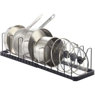 OEM Estante Extensible Para Sartenes De Armario - Organizador De Cocina Ajustable De Color Bronce, 10 Compartimentos, Soporte Para Sartenes Y Tapas