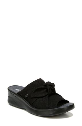 Life Stride BZees Smile Wedge Slide Sandal in Black Fabric at Nordstrom, Size 5.5