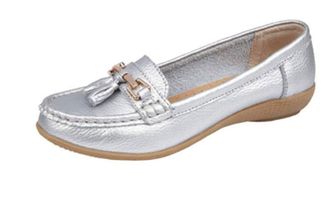 Jo & Joe Ladies Jo & Joe LR Nautical Loafer Flatform Shoes Silver UK 8