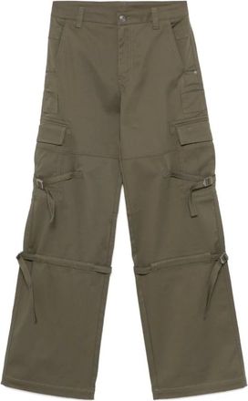 Ermanno Scervino Wide Trousers, female, Green, Size: 3XS Green Twill Weave Cargo Trousers