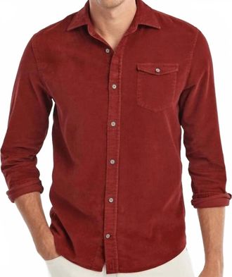 Johnnie-O Kodiak Corduroy Shirt In Malibu Red