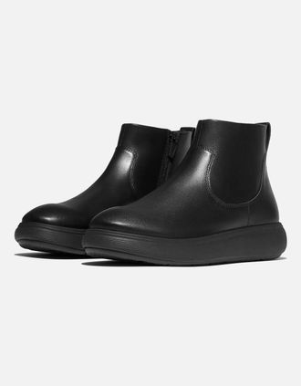 FitFlop Womens Fitflop Iq-Comff Leather Womens All Black Boots