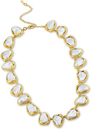 Savvy Cie Jewels GOLD PLATED OVER BRASS BAROQUE SEA PEBBLES NECKLACE