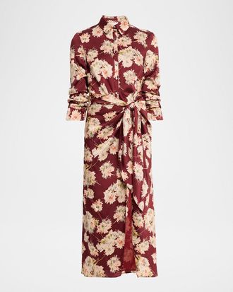 Cinq à Sept Mae Bouquet Jacey Tie-Waist Midi Dress