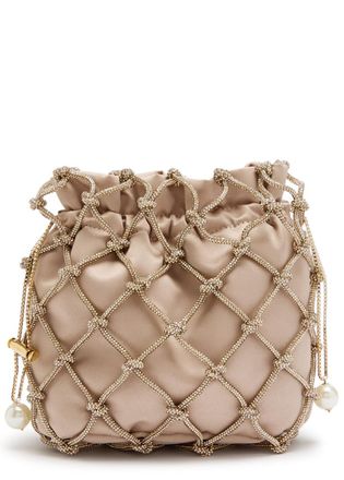 Rosantica Selene Capri Crystal-embellished Satin Drawstring bag - Light Pink - One Size