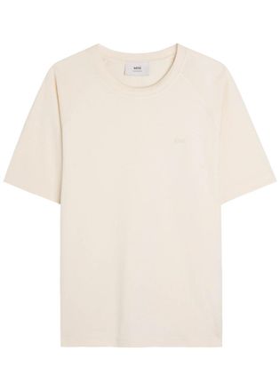 Ami Ami Paris Logo-embroidered Cotton T-shirt - Ivory - XL