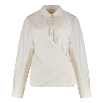 Christophe Lemaire Overhemden, Dames, Beige, S, Katoen, Straight Collar Twisted Shirt