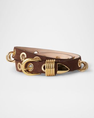 D&eacute;hanche Revenge Ring Grommet Suede Belt