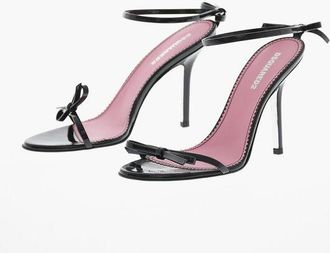 Dsquared2 Patent Leather Ankle-Strap Sandals with Bow and 10cm Heel size 38