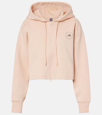 adidas by Stella McCartney Cropped cotton-blend hoodie