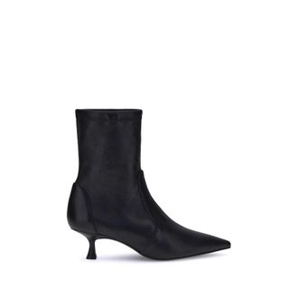 Stuart Weitzman Black Calf Leather Bos Taurus Ankle Womens Boots