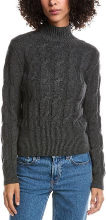 Forté Cashmere Cable Wool & Cashmere-Blend Mock Neck Sweater