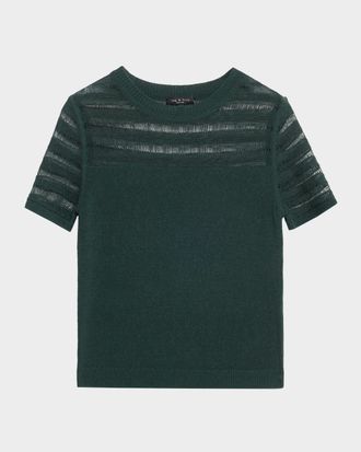 Rag & Bone Britt Lattice-Knit Short-Sleeve Sweater