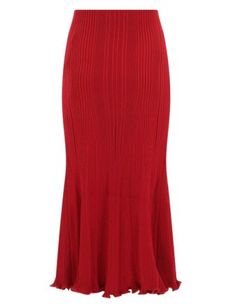 Self Portrait Viscose-Blend Midi Skirt - Red
