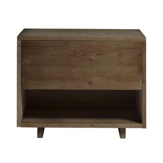 Hannun Mesita de noche de madera maciza de abeto en color marr&oacute;n