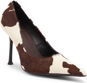 Jeffrey Campbell Risktake Genuine Calf Hair Pointed Toe Pump in Brown White Cow at Nordstrom, Size 8