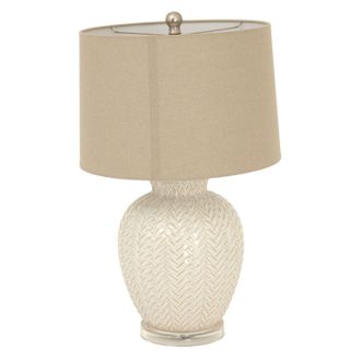 Hill Interiors Twill Weave Table Lamp (UK Plug) in White